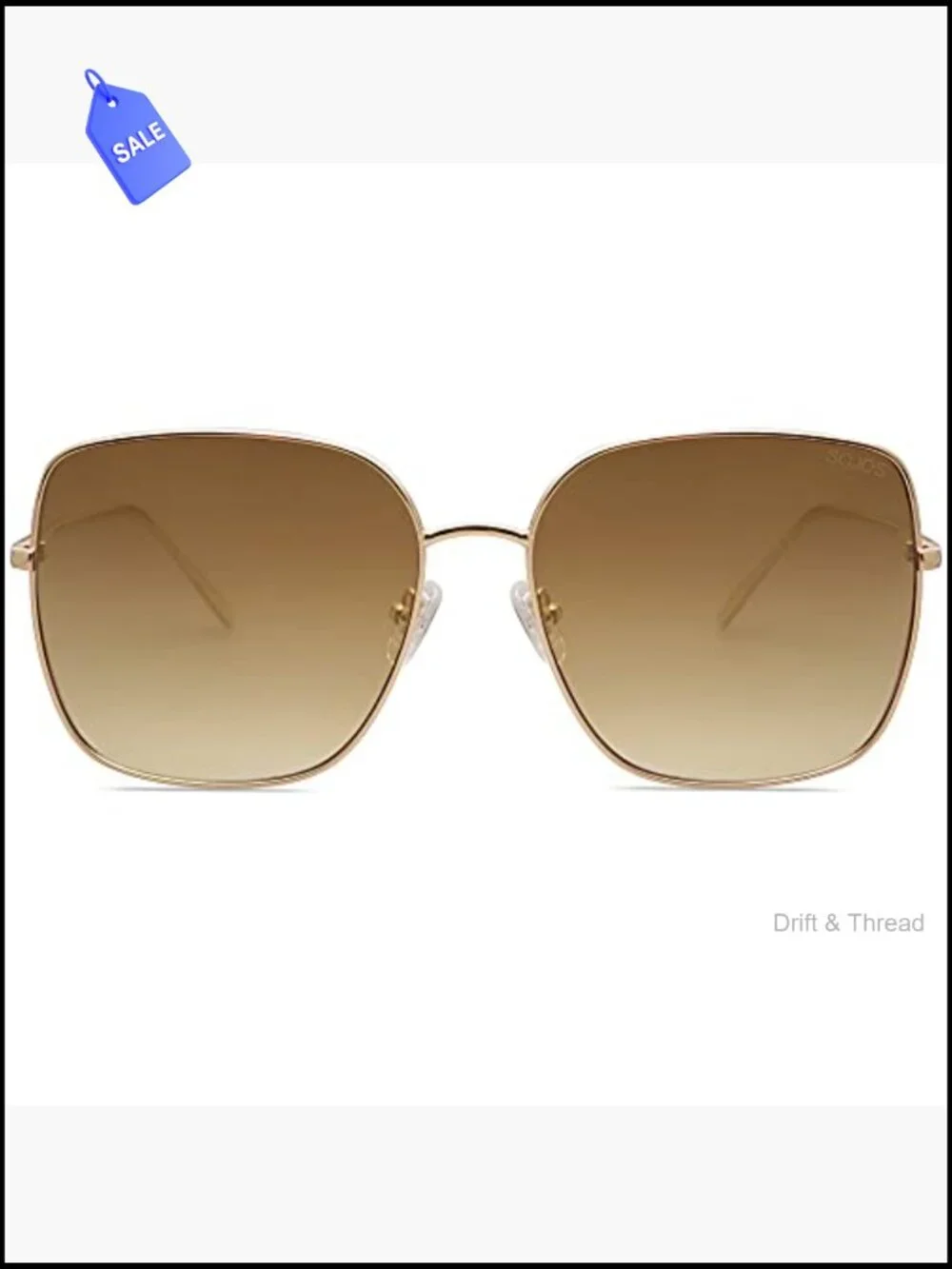 Oversized Square Metal Frame Sunglasses UV400 Protection Retro Big Lens